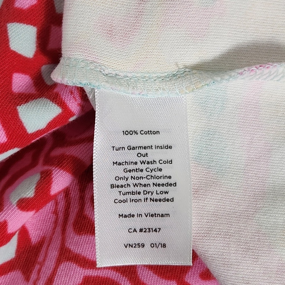 Talbots Womens Cotton Sleeveless Shift Dress Pink Blue Floral Paisley V-Neck L - Picture 7 of 10